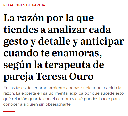 La razon por la que tiendes a analizar cada gesto y detalle y anticipar cuando te enamoras