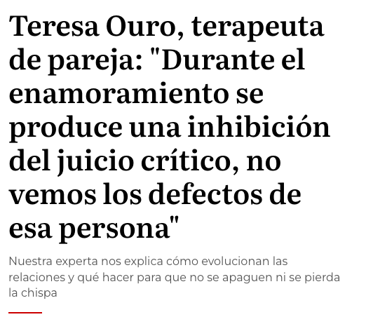 Durante el enamoramiento se produce una inhibicion del juicio critico